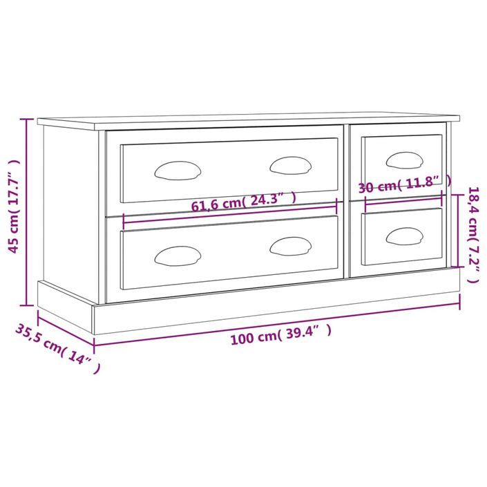 Meuble TV blanc 100x35,5x45 cm bois d'ingénierie - Photo n°10