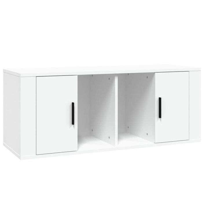 Meuble TV Blanc 100x35x40 cm Bois d'ingénierie - Photo n°2