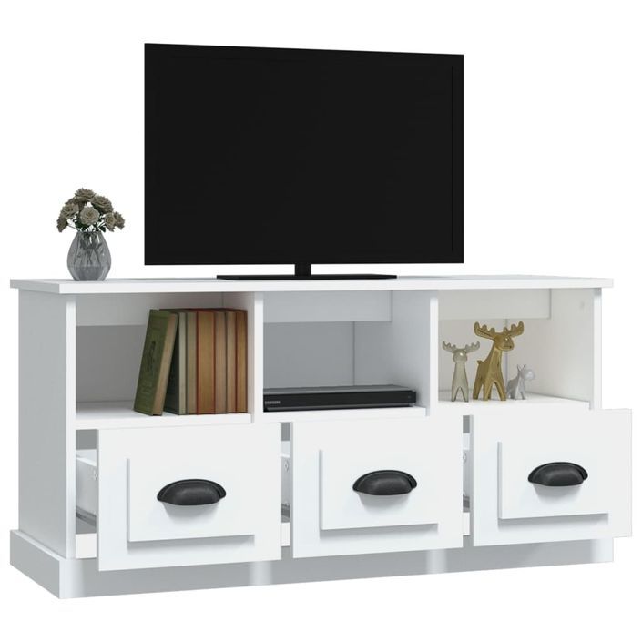 Meuble TV blanc 100x35x50 cm bois d'ingénierie - Photo n°5