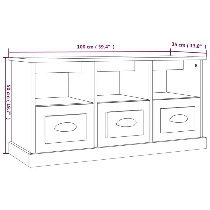 Meuble TV blanc 100x35x50 cm bois d'ingénierie - Photo n°10