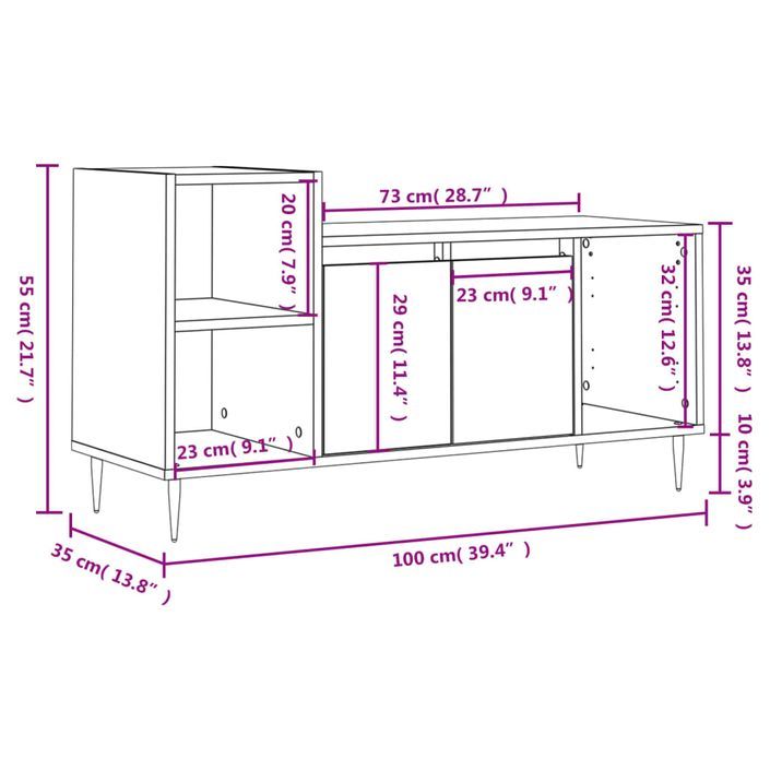 Meuble TV Blanc 100x35x55 cm Bois d'ingénierie - Photo n°12