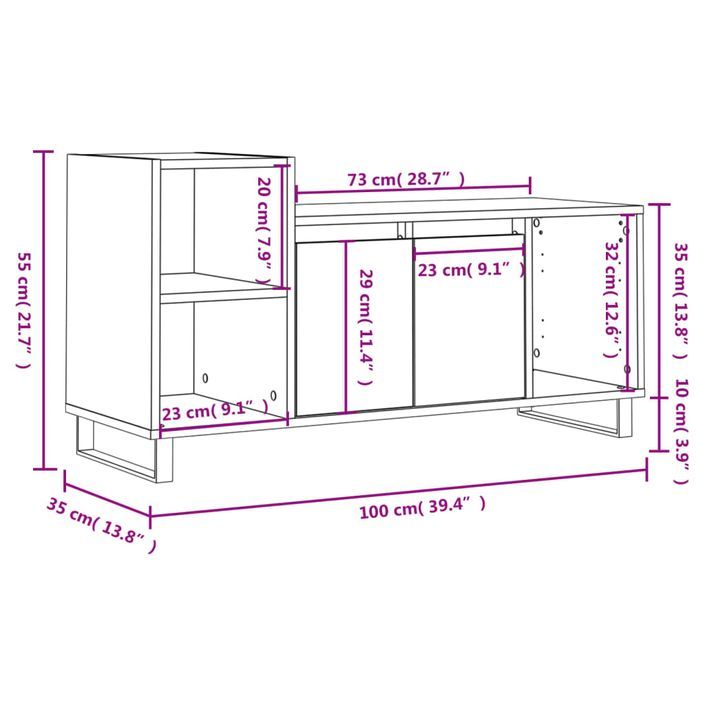 Meuble TV Blanc 100x35x55 cm Bois d'ingénierie - Photo n°12