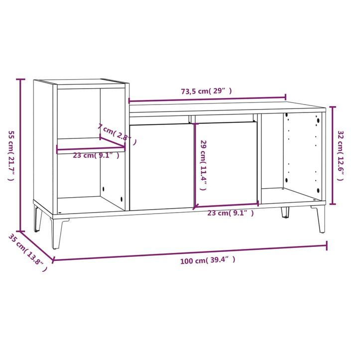 Meuble TV Blanc 100x35x55 cm Bois d'ingénierie - Photo n°10