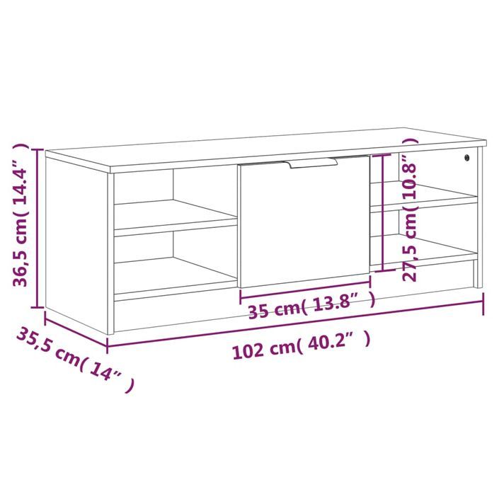 Meuble TV Blanc 102x35,5x36,5 cm Bois d'ingénierie - Photo n°9