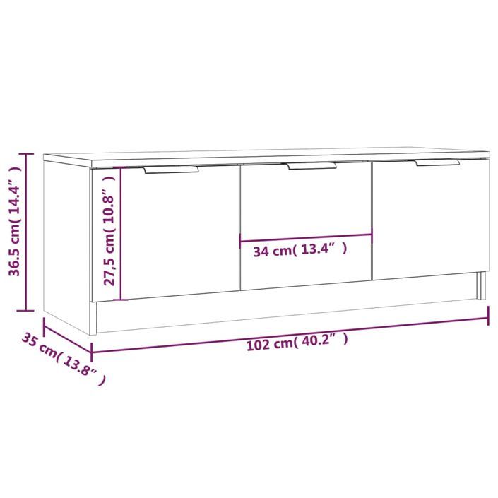 Meuble TV Blanc 102x35x36,5 cm Bois d'ingénierie - Photo n°10