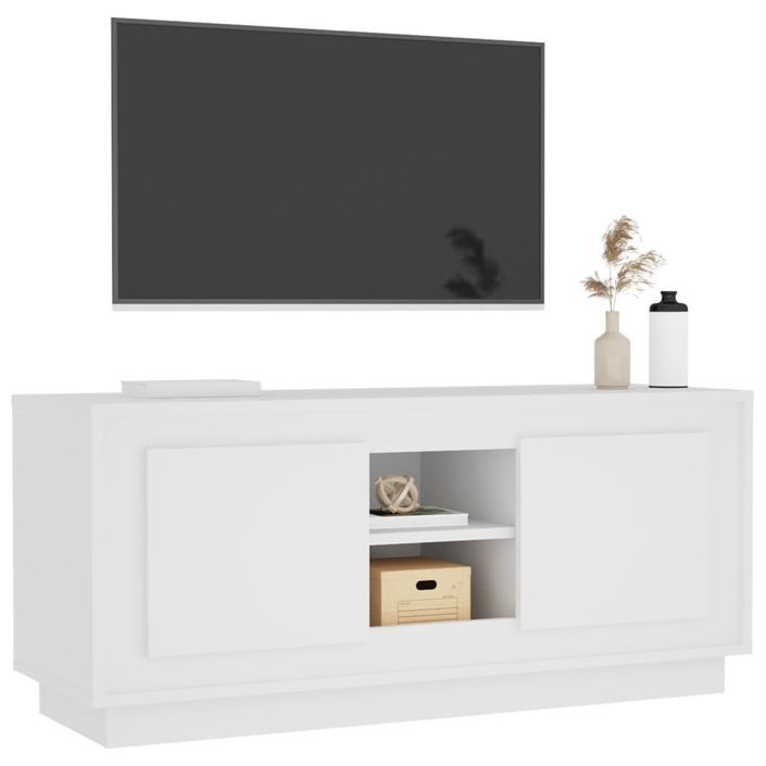 Meuble TV blanc 102x35x45 cm bois d'ingénierie - Photo n°4