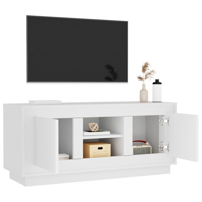 Meuble TV blanc 102x35x45 cm bois d'ingénierie - Photo n°5