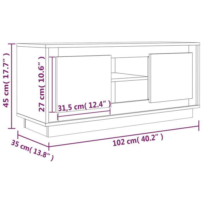 Meuble TV blanc 102x35x45 cm bois d'ingénierie - Photo n°10