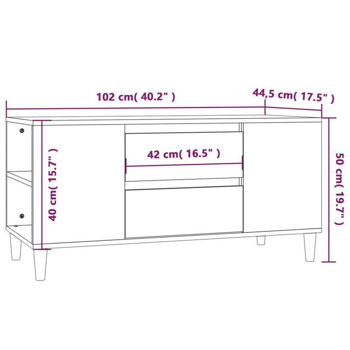 Meuble TV Blanc 102x44,5x50 cm Bois d'ingénierie - Photo n°10