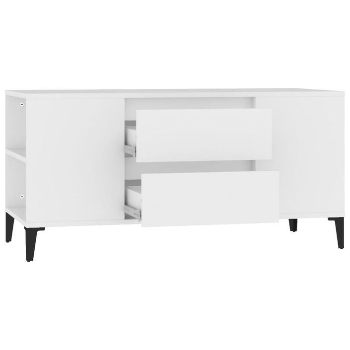 Meuble TV Blanc 102x44,5x50 cm Bois d'ingénierie - Photo n°7