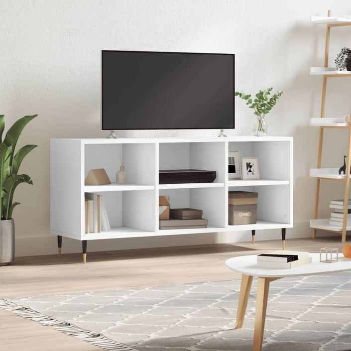Meuble TV blanc 103,5x30x50 cm bois d'ingénierie - Photo n°1