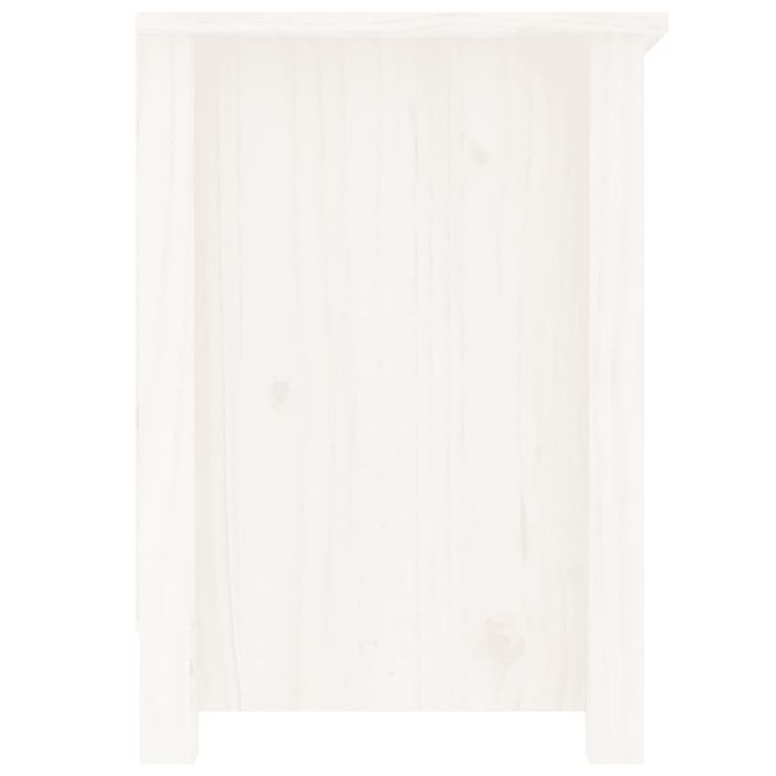 Meuble TV Blanc 103x36,5x52 cm Bois de pin massif - Photo n°5