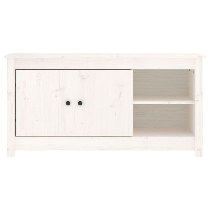 Meuble TV Blanc 103x36,5x52 cm Bois de pin massif - Photo n°3