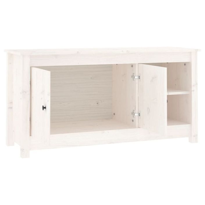 Meuble TV Blanc 103x36,5x52 cm Bois de pin massif - Photo n°4