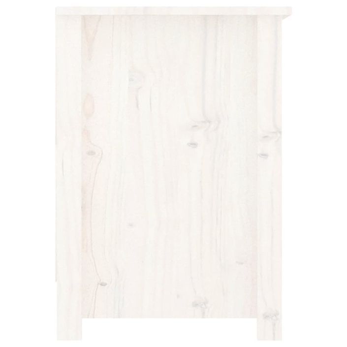 Meuble TV Blanc 103x36,5x52 cm Bois de pin massif - Photo n°5