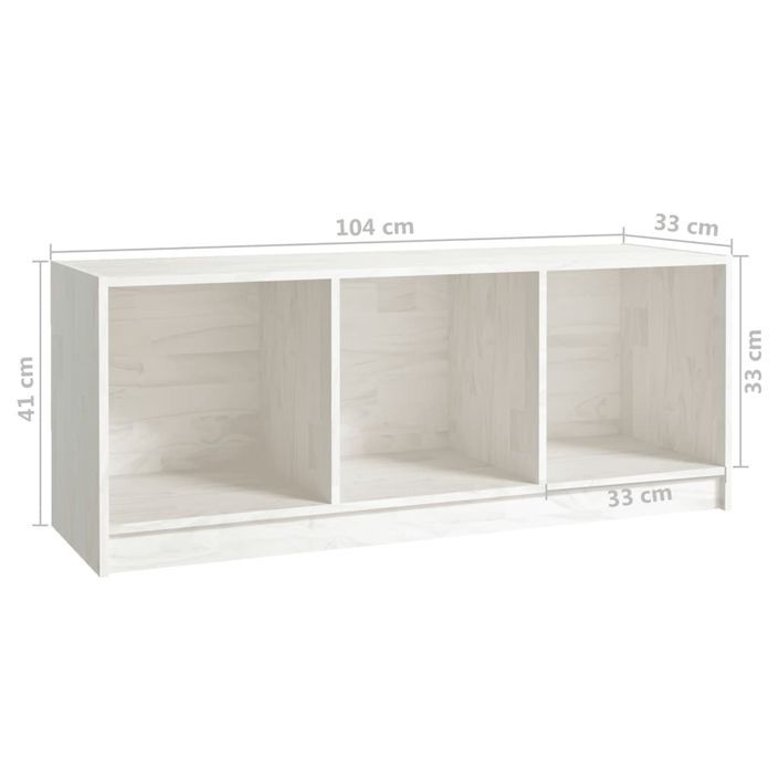 Meuble TV Blanc 104x33x41 cm Bois de pin massif - Photo n°7