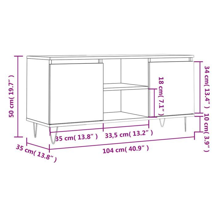 Meuble TV blanc 104x35x50 cm bois d'ingénierie - Photo n°11