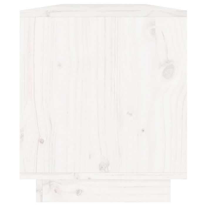 Meuble TV Blanc 110,5x34x40 cm Bois de pin massif - Photo n°5