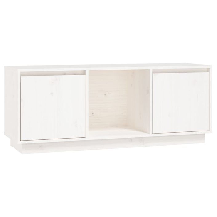 Meuble TV Blanc 110,5x35x44 cm Bois de pin massif - Photo n°2