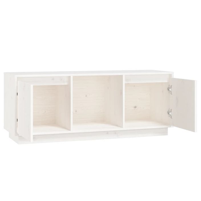 Meuble TV Blanc 110,5x35x44 cm Bois de pin massif - Photo n°5