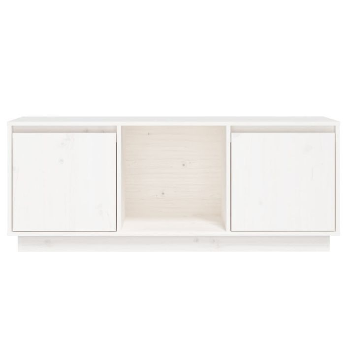 Meuble TV Blanc 110,5x35x44 cm Bois de pin massif - Photo n°6