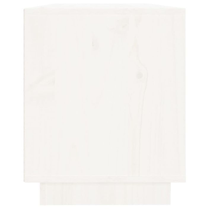 Meuble TV Blanc 110,5x35x44 cm Bois de pin massif - Photo n°7