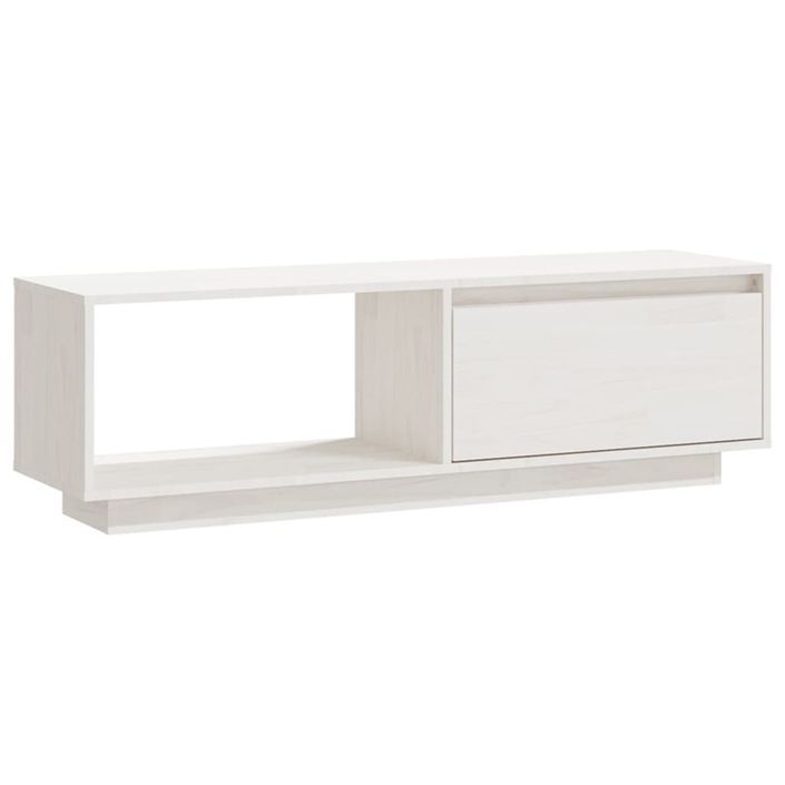 Meuble TV Blanc 110x30x33,5 cm Bois de pin massif - Photo n°1