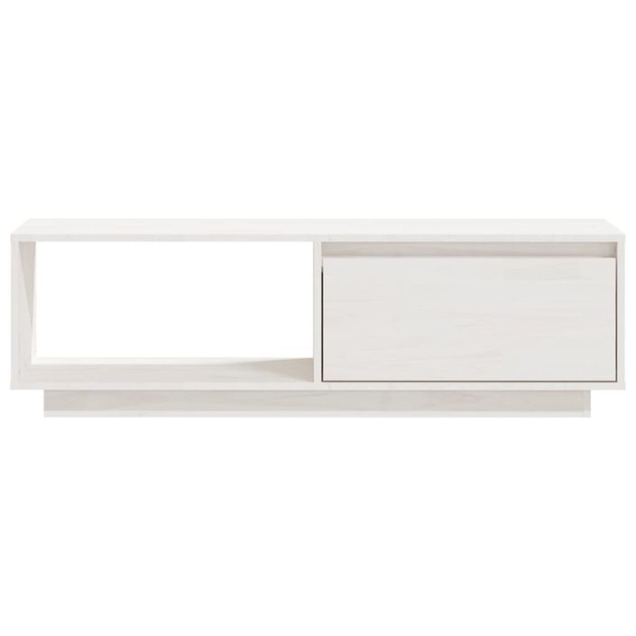 Meuble TV Blanc 110x30x33,5 cm Bois de pin massif - Photo n°4