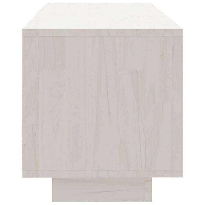 Meuble TV Blanc 110x30x33,5 cm Bois de pin massif - Photo n°5