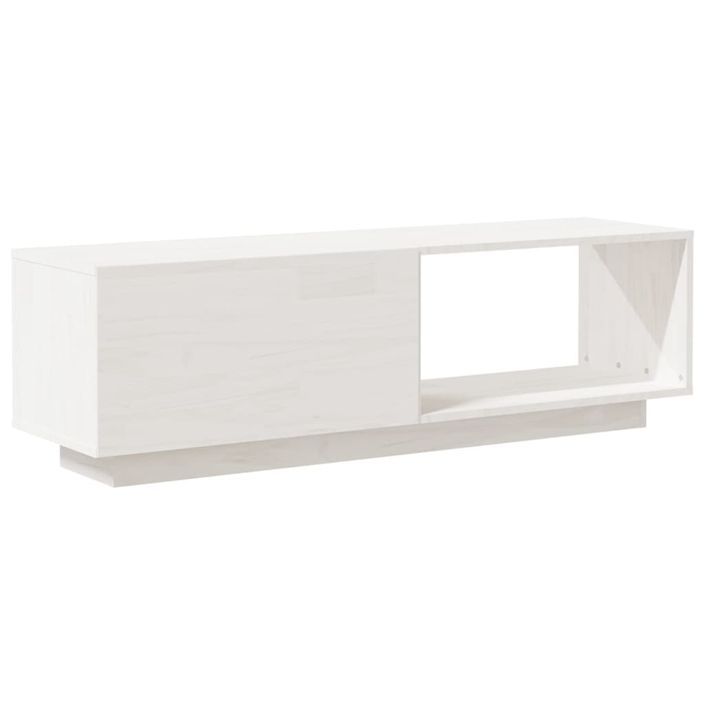 Meuble TV Blanc 110x30x33,5 cm Bois de pin massif - Photo n°6