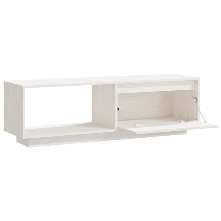 Meuble TV Blanc 110x30x33,5 cm Bois de pin massif - Photo n°7