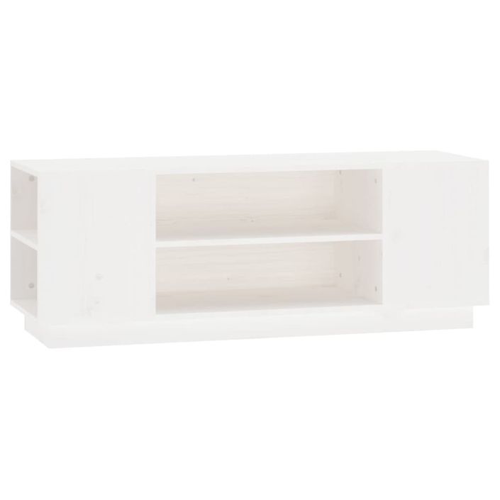 Meuble TV Blanc 110x35x40,5 cm Bois de pin massif - Photo n°2