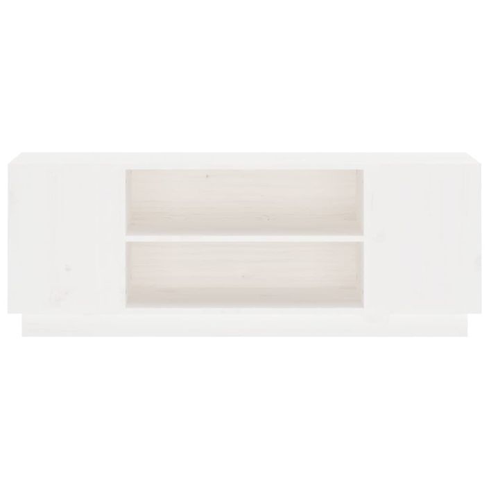 Meuble TV Blanc 110x35x40,5 cm Bois de pin massif - Photo n°5