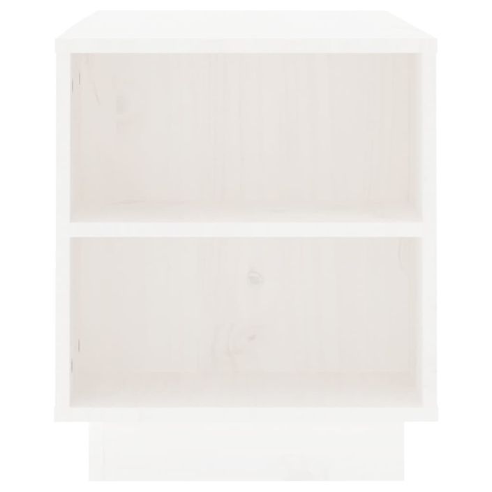 Meuble TV Blanc 110x35x40,5 cm Bois de pin massif - Photo n°6