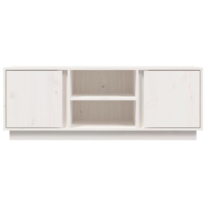 Meuble TV Blanc 110x35x40,5 cm Bois de pin massif - Photo n°6