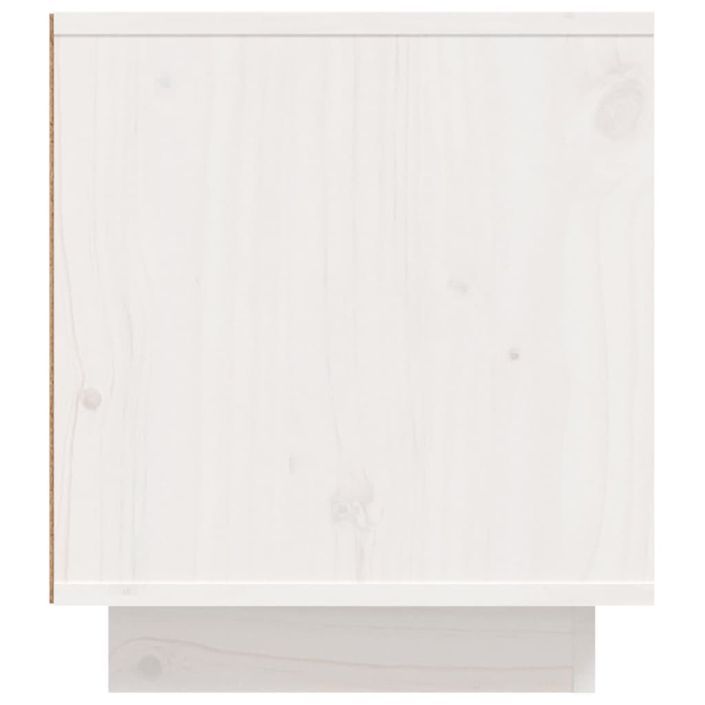 Meuble TV Blanc 110x35x40,5 cm Bois de pin massif - Photo n°8