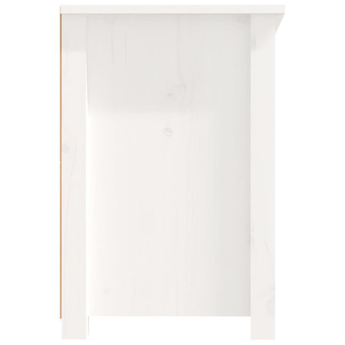 Meuble TV Blanc 114x35x52 cm Bois de pin massif - Photo n°8