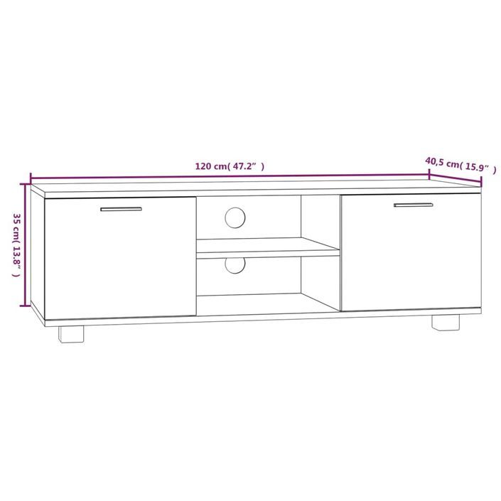 Meuble TV Blanc 120x40,5x35 cm Bois d'ingénierie - Photo n°8