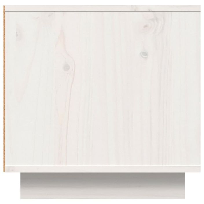 Meuble TV Blanc 140x40x40 cm Bois de pin massif - Photo n°8