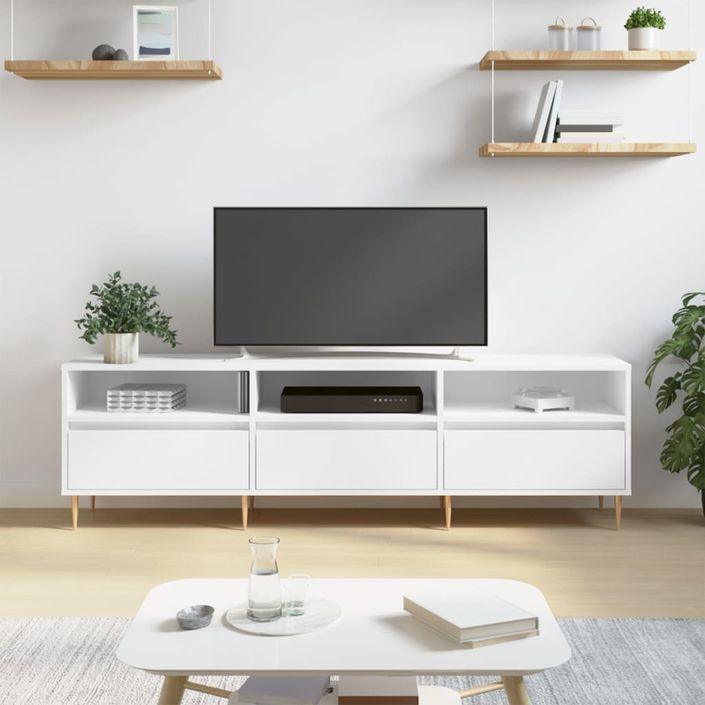 Meuble TV blanc 150x30x44,5 cm bois d'ingénierie - Photo n°1