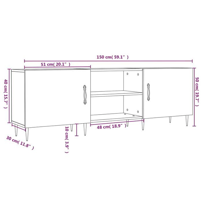 Meuble TV blanc 150x30x50 cm bois d'ingénierie - Photo n°12