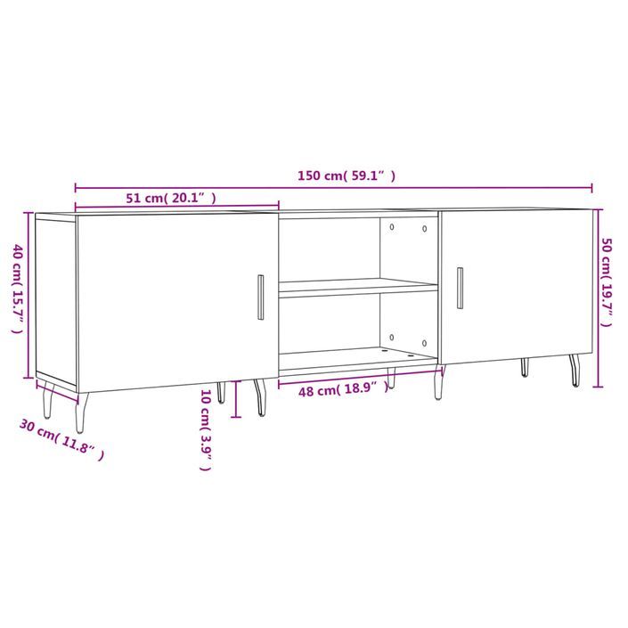 Meuble TV blanc 150x30x50 cm bois d'ingénierie - Photo n°12