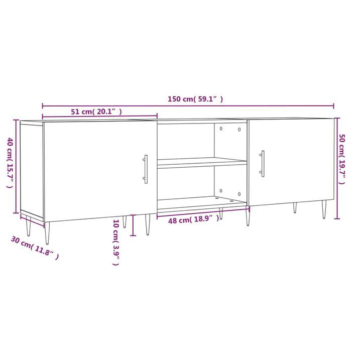 Meuble TV blanc 150x30x50 cm bois d'ingénierie - Photo n°12