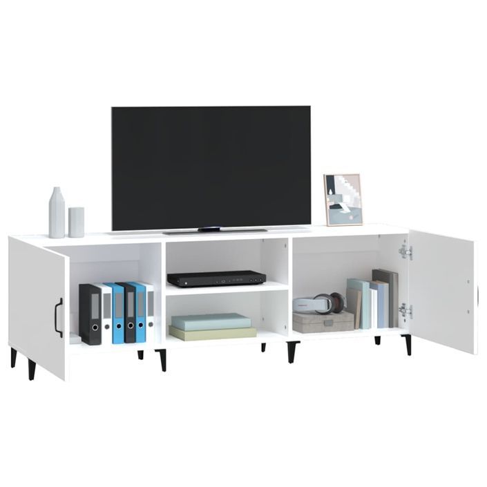 Meuble TV blanc 150x30x50 cm bois d'ingénierie - Photo n°5