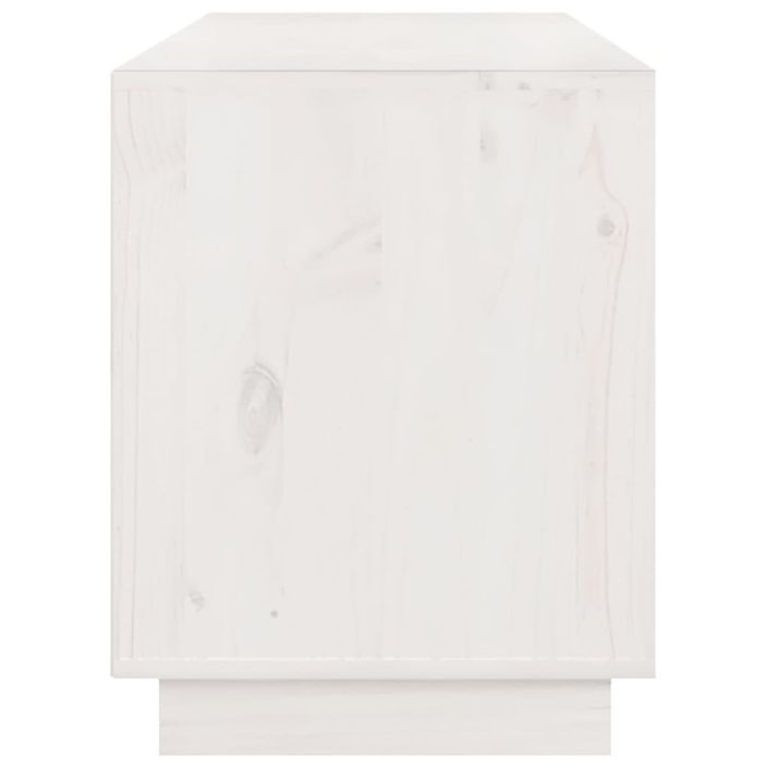 Meuble TV Blanc 176x37x47,5 cm Bois de pin massif - Photo n°7