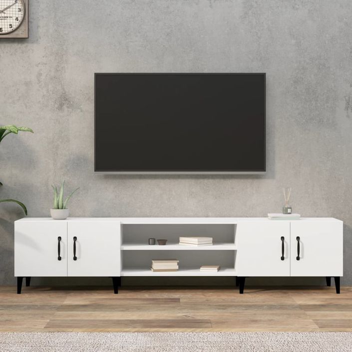 Meuble TV blanc 180x31,5x40 cm bois d'ingénierie - Photo n°1