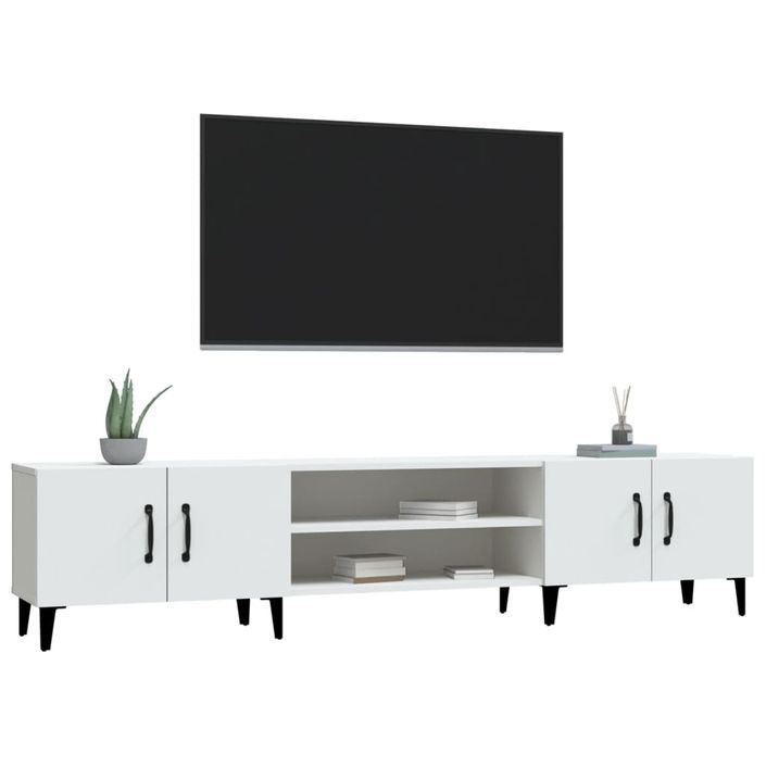 Meuble TV blanc 180x31,5x40 cm bois d'ingénierie - Photo n°4