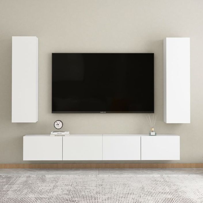 Meuble TV Blanc 30,5x30x110 cm - Photo n°7