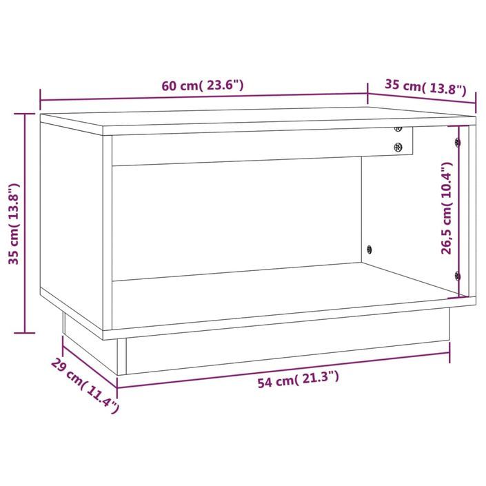 Meuble TV Blanc 60x35x35 cm Bois de pin massif - Photo n°8