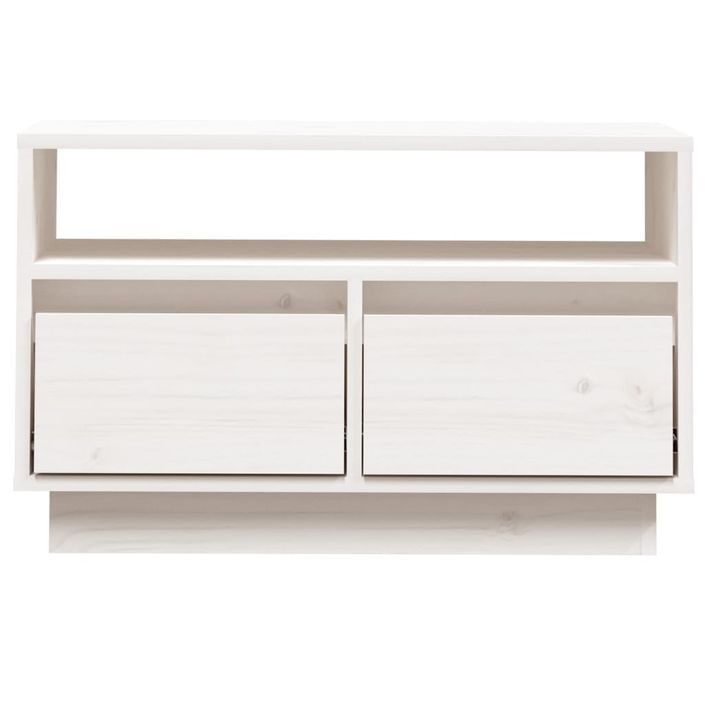 Meuble TV Blanc 60x35x37 cm Bois de pin massif - Photo n°5